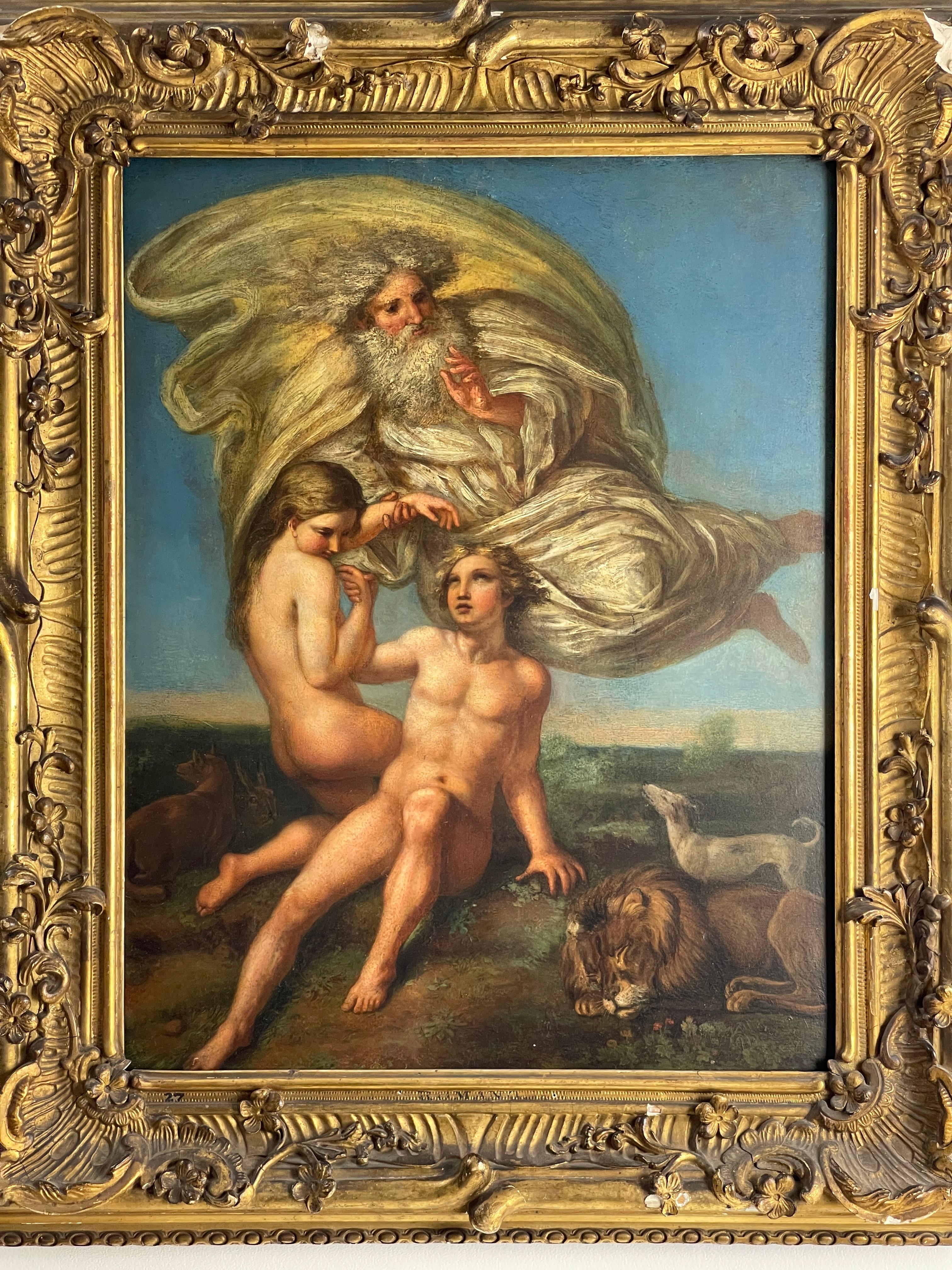 Giulio Pippi, called Giulio Romano - "The Creation of Eve" Oil on Panel