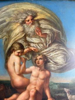 Giulio Pippi, called Giulio Romano - "The Creation of Eve" Oil on Panel