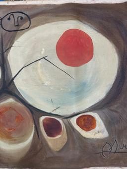 Joan Miro (1893-1983) Signed Abstract Oil on Canvas