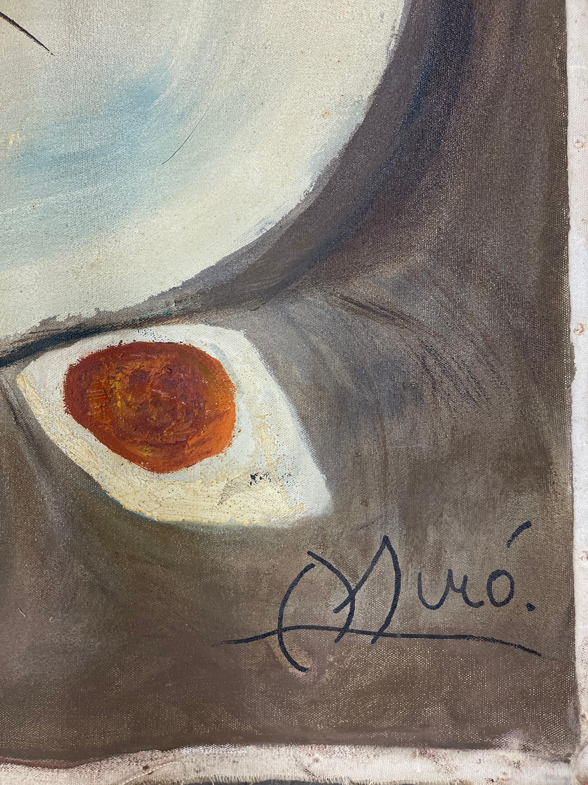 Joan Miro (1893-1983) Signed Abstract Oil on Canvas