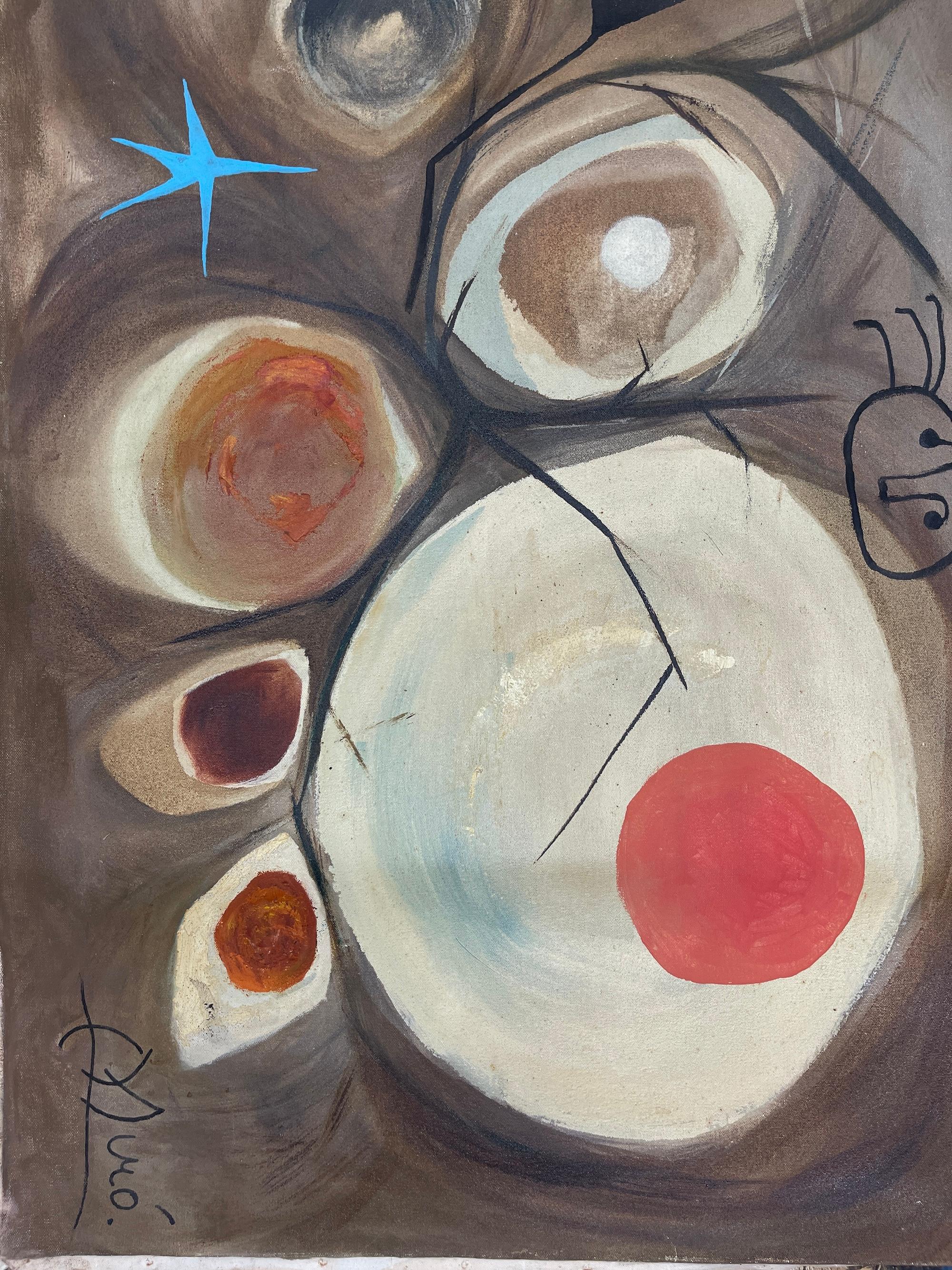 Joan Miro (1893-1983) Signed Abstract Oil on Canvas