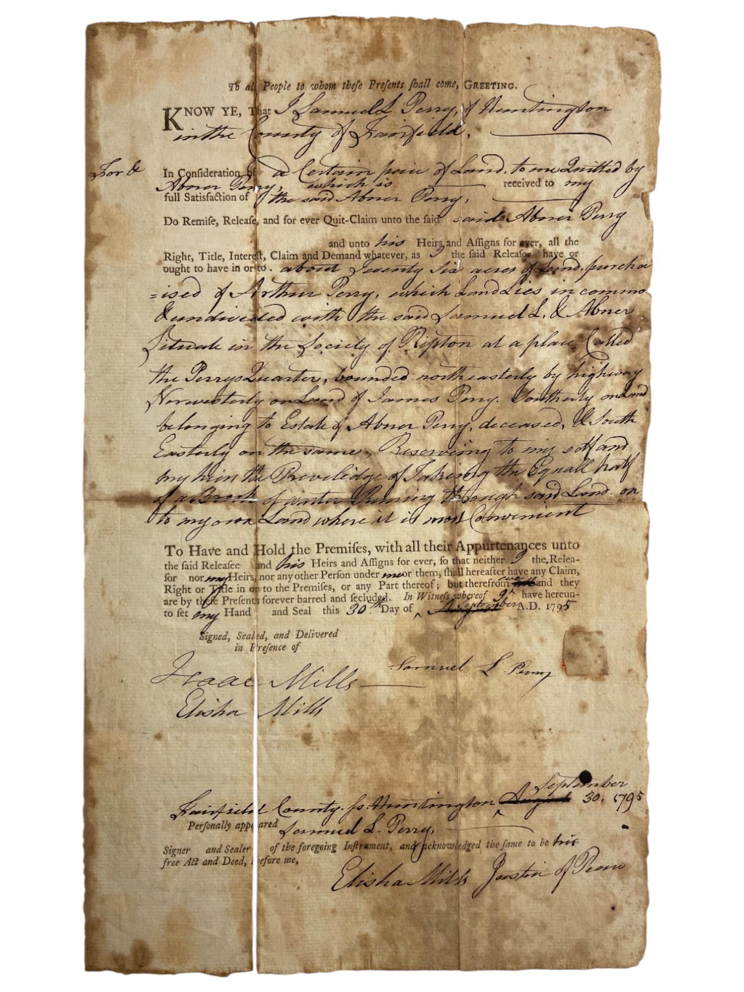 Antique Hand Written and Signed Letter Dated 1795, Multiple Signatures
