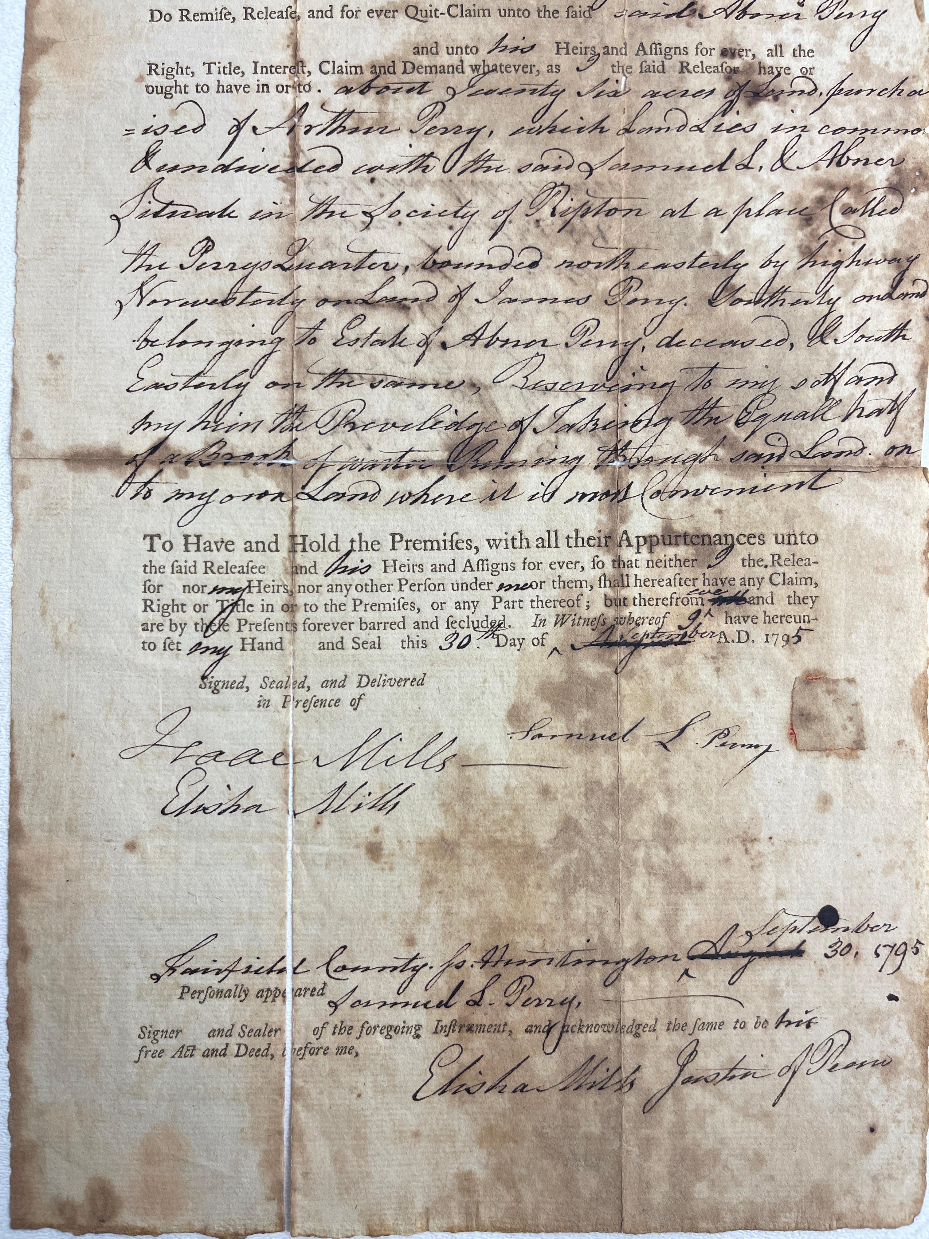 Antique Hand Written and Signed Letter Dated 1795, Multiple Signatures