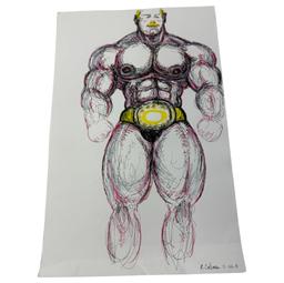 Vintage Randy Coleman Pen & Colored Pencil Drawing Signed on The Bottom Right