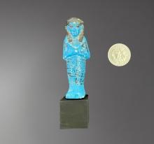 Egyptian Blue Faience Ushabti â€“ Late Period, circa 664â€“332 BC