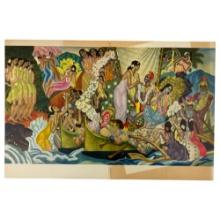 Vintage 1957 Matson Cruise Line Menu Commodore's Dinner, Art by Eugene Savage