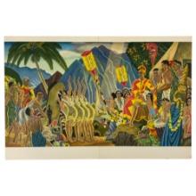 Vintage 1954 Matson Cruise Line MenuCaptains Dinner, Art by Eugene Savage