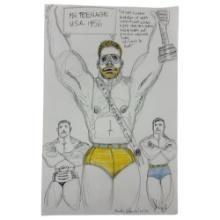 Vintage Randy Coleman Signed & Dated Gay Male Interest Original Drawing Illustration Art