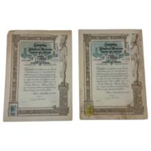 Antique Mexicana Compania Petrolera Stock Certificate Lot of 3