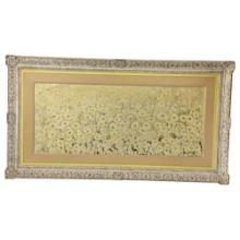 Vintage Mary Laufer 1965 Feild of Daisies Flower Painting on Board Signed