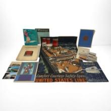Vintage SS Normandie Illustration Book, Poster, Cruisliner Brochures