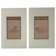 Vintage Indian Kama Sutra Art Painting on Paper With Writing On Back 5inx7in