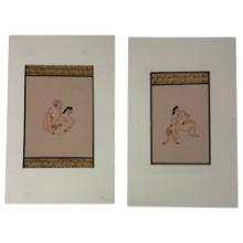 Vintage Indian Kama Sutra Art Painting on Paper With Writing On Back 5inx7in