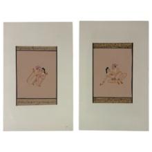 Vintage Indian Kama Sutra Art Painting on Paper With Writing On Back 5inx7in