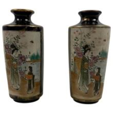 Antique Pair of Japanese Satsuma Porcelain Jars