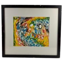 Vintage Abstract Marker Drawing on Board Signed on The Bottom Right By Gwin