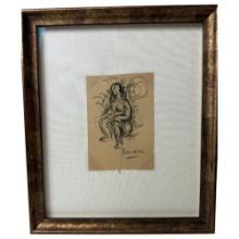 Charcoal Hand Drawing, Sketchbook Page Pierre-Auguste Renoir