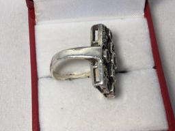 Ladie's Hand Crafted Sterling Silver Ring set with Amethyst Gemstones