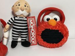 PLUSH REN (1992, 16"), MONOPOLY MAN, ELMO PURSE