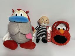 PLUSH REN (1992, 16"), MONOPOLY MAN, ELMO PURSE