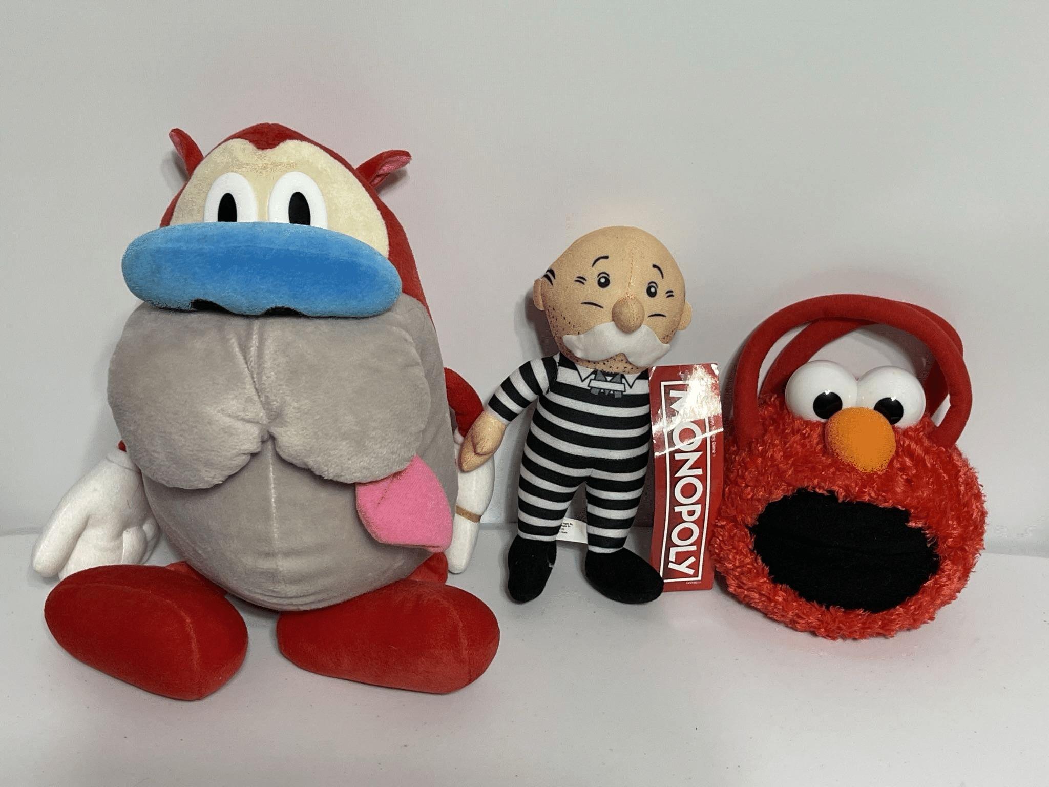 PLUSH REN (1992, 16"), MONOPOLY MAN, ELMO PURSE