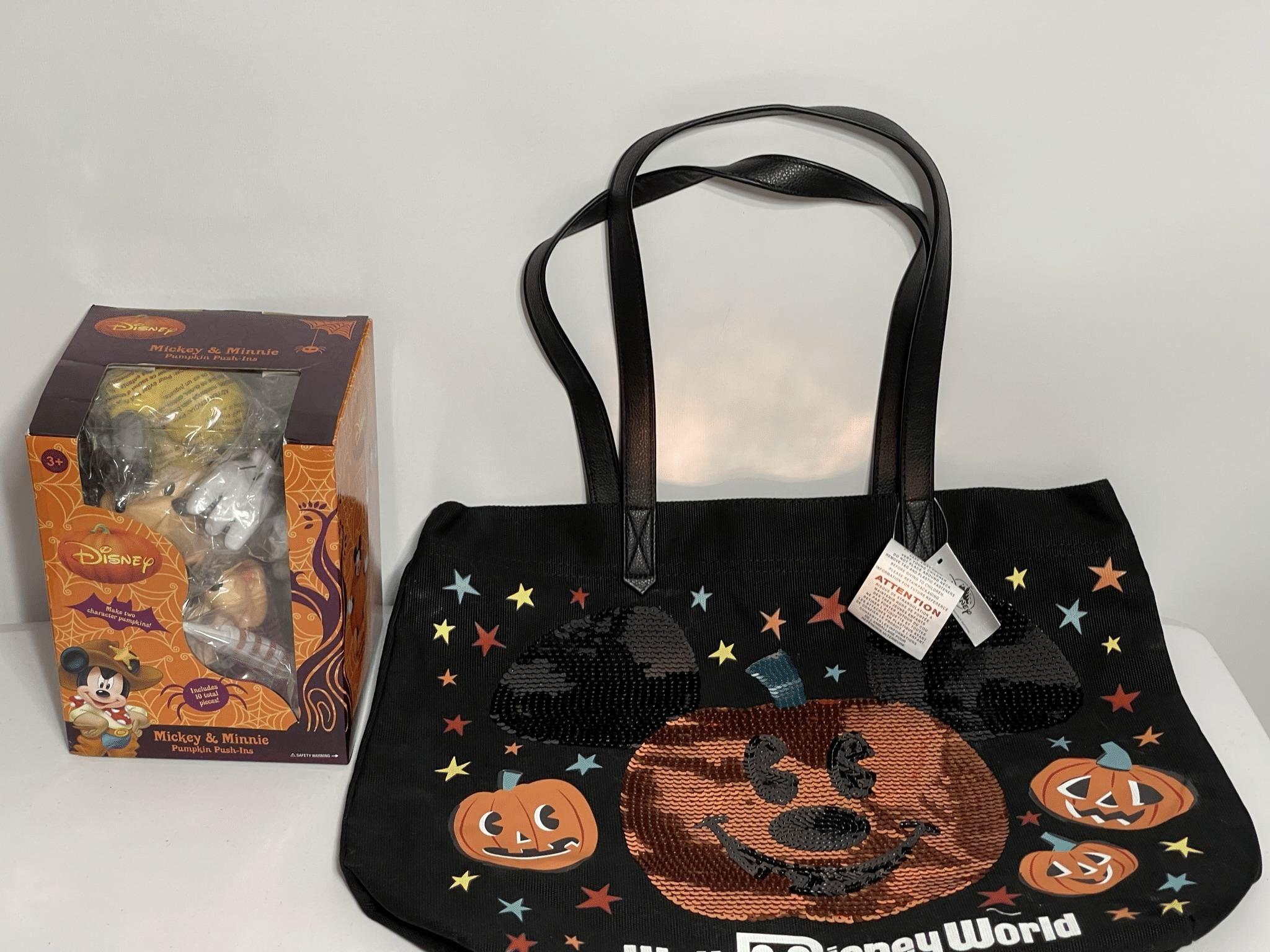 MICKEY & MINNIE PUMPKIN PUSH INS & SEQUIN TOTE