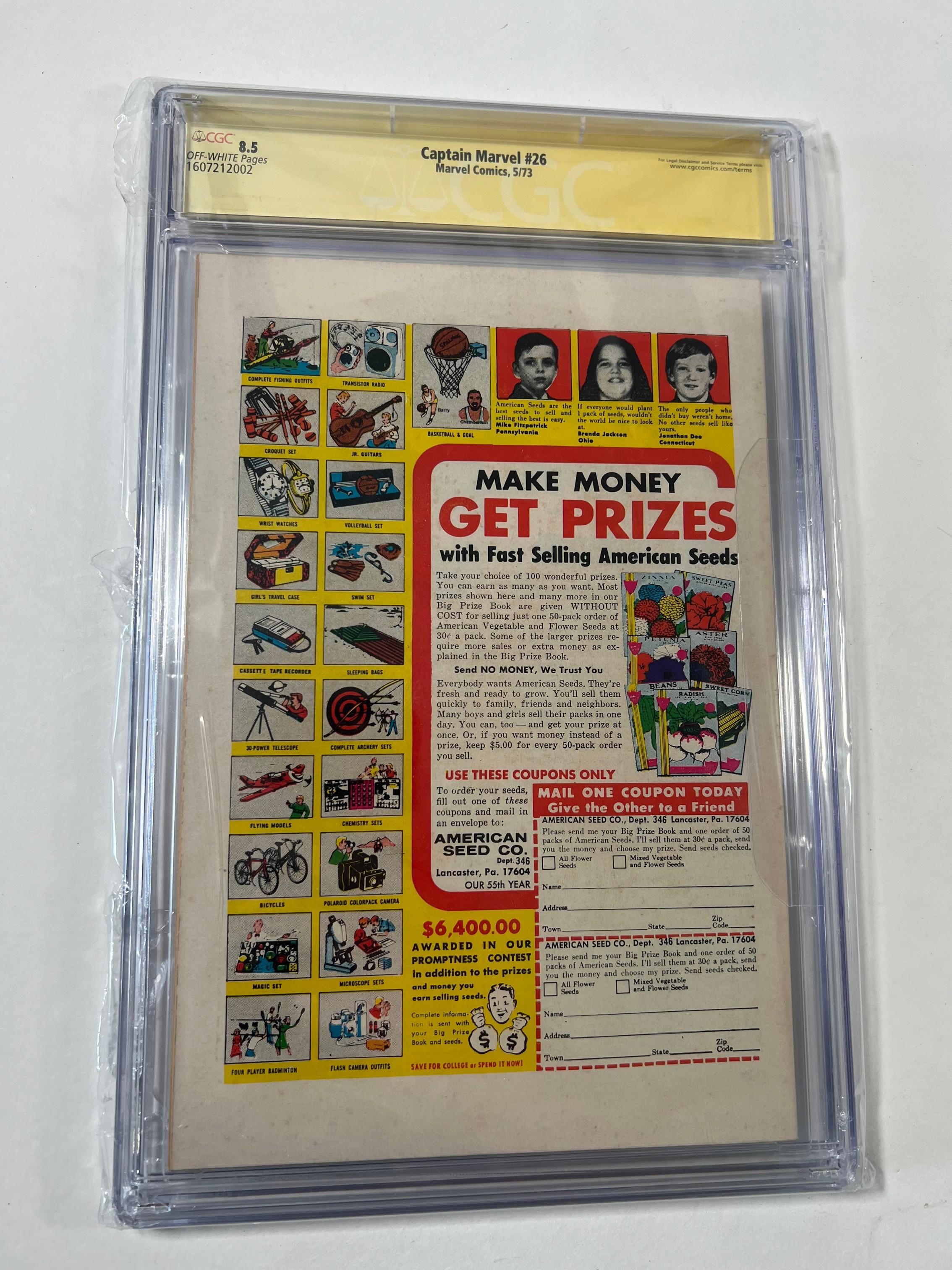 CAPTAIN MARVEL #26 - CGC SIGNATURE GRADE 8.5 - SIGNED JIM STARLIN 18' - (TH