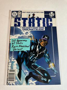 STATIC #1 1ST APPERANCE OF STATIC RARE NEWSSTAND VARIANT