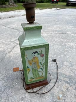 GREEN ORIANTAL TABLE LAMP (NO SHADE)