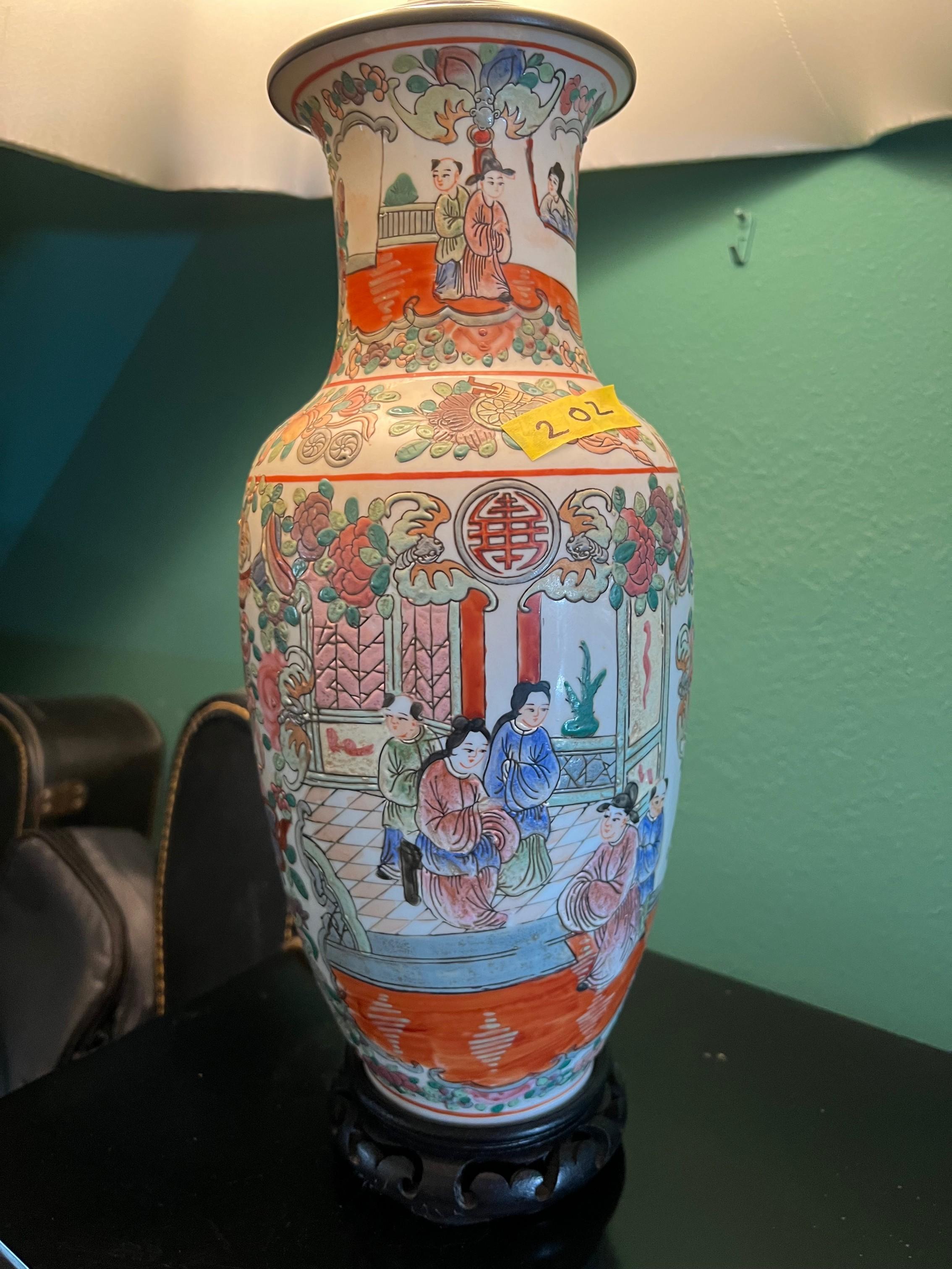 ORIENTAL TABLE LAMP - CERAMIC BASE
