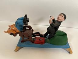 VINTAGE CAST IRON TOY BANK - DENTIST PULLING TEETH