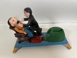 VINTAGE CAST IRON TOY BANK - DENTIST PULLING TEETH