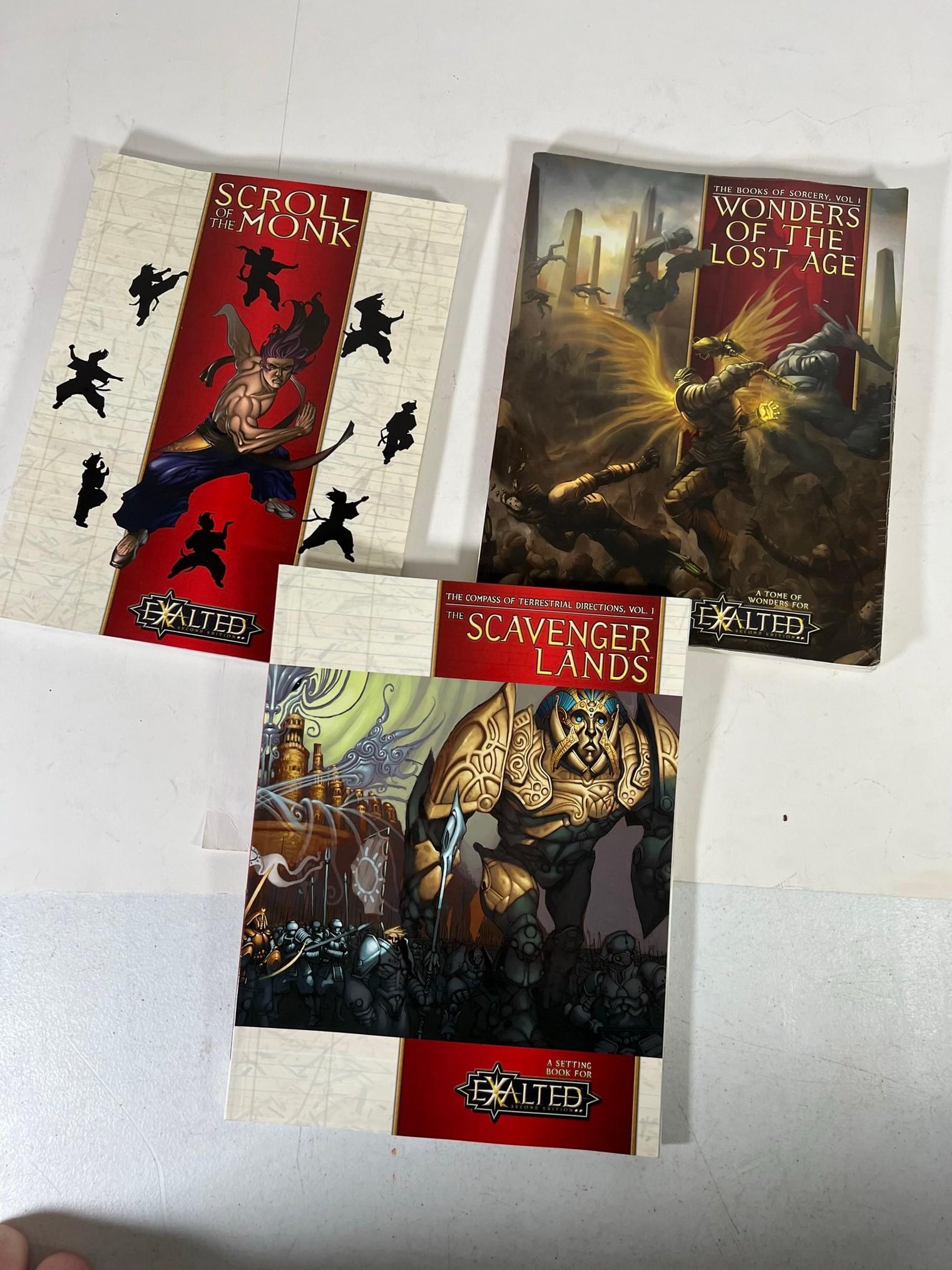 EXAULTED GAME BOOKS (1) SCROLL OF THE MONK (1)THE BOOKS OF SORCERY VOL 1 WO