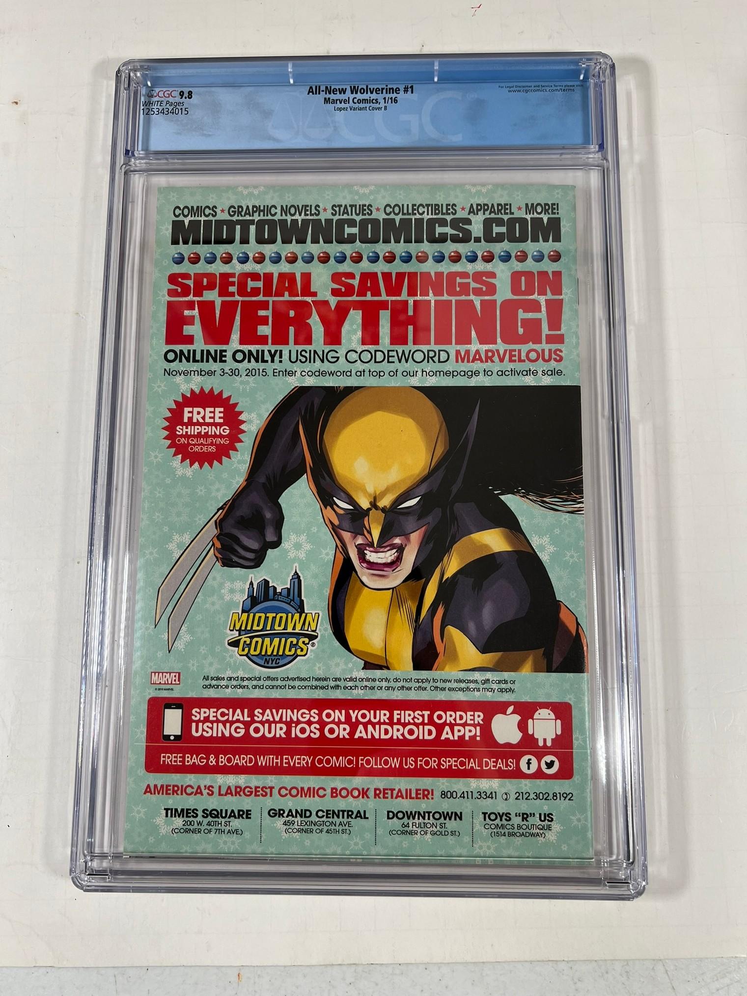 ALL NEW WOLVERINE #1 - CGC GRADE 9.8 - (1ST LAURA KENNY AS NEW WOLVERINE. "