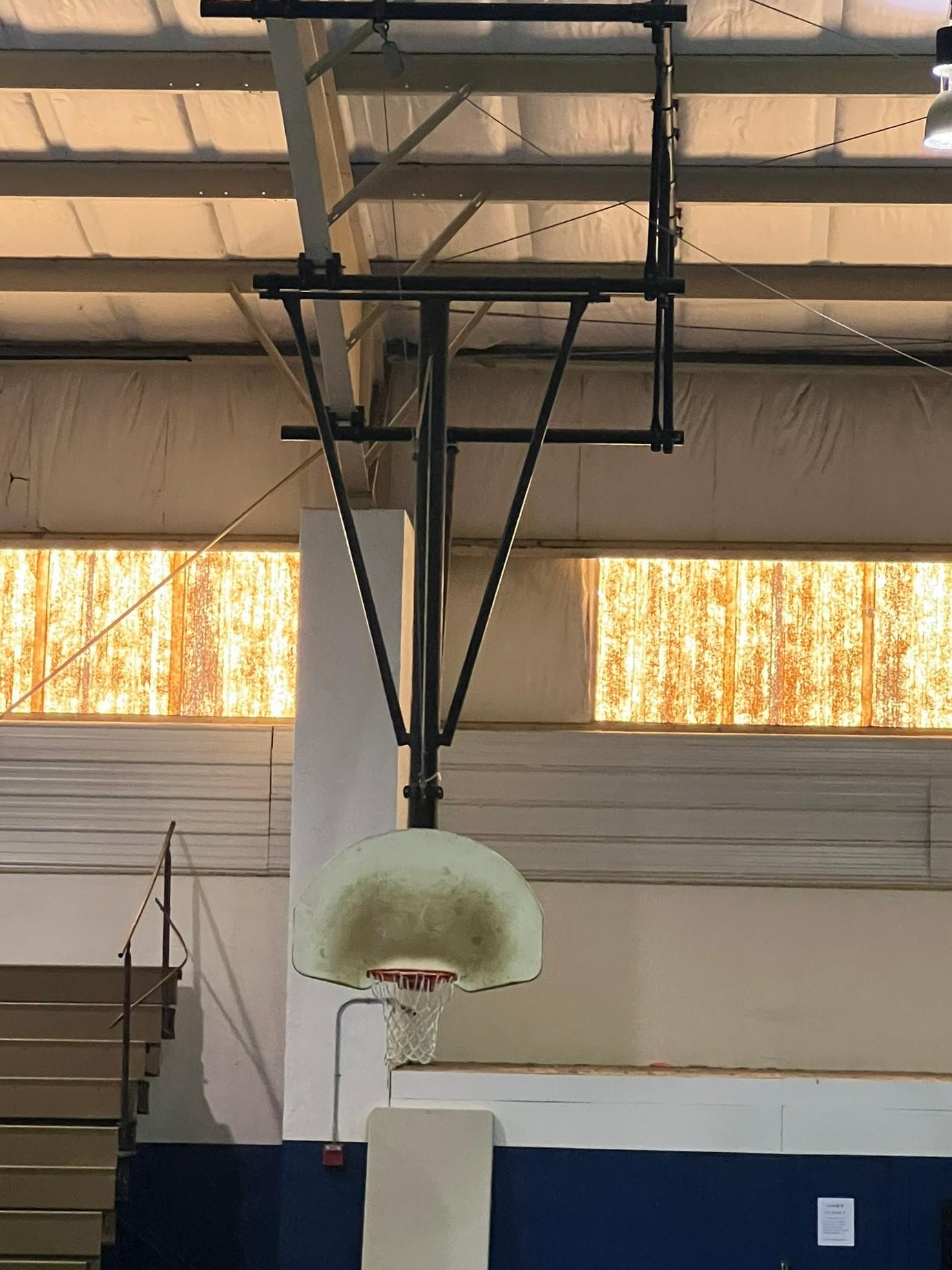 GYMNASIUM BASKETBALL HOOPS WITH HOISTS  (LOCATED DAVIE, FL)