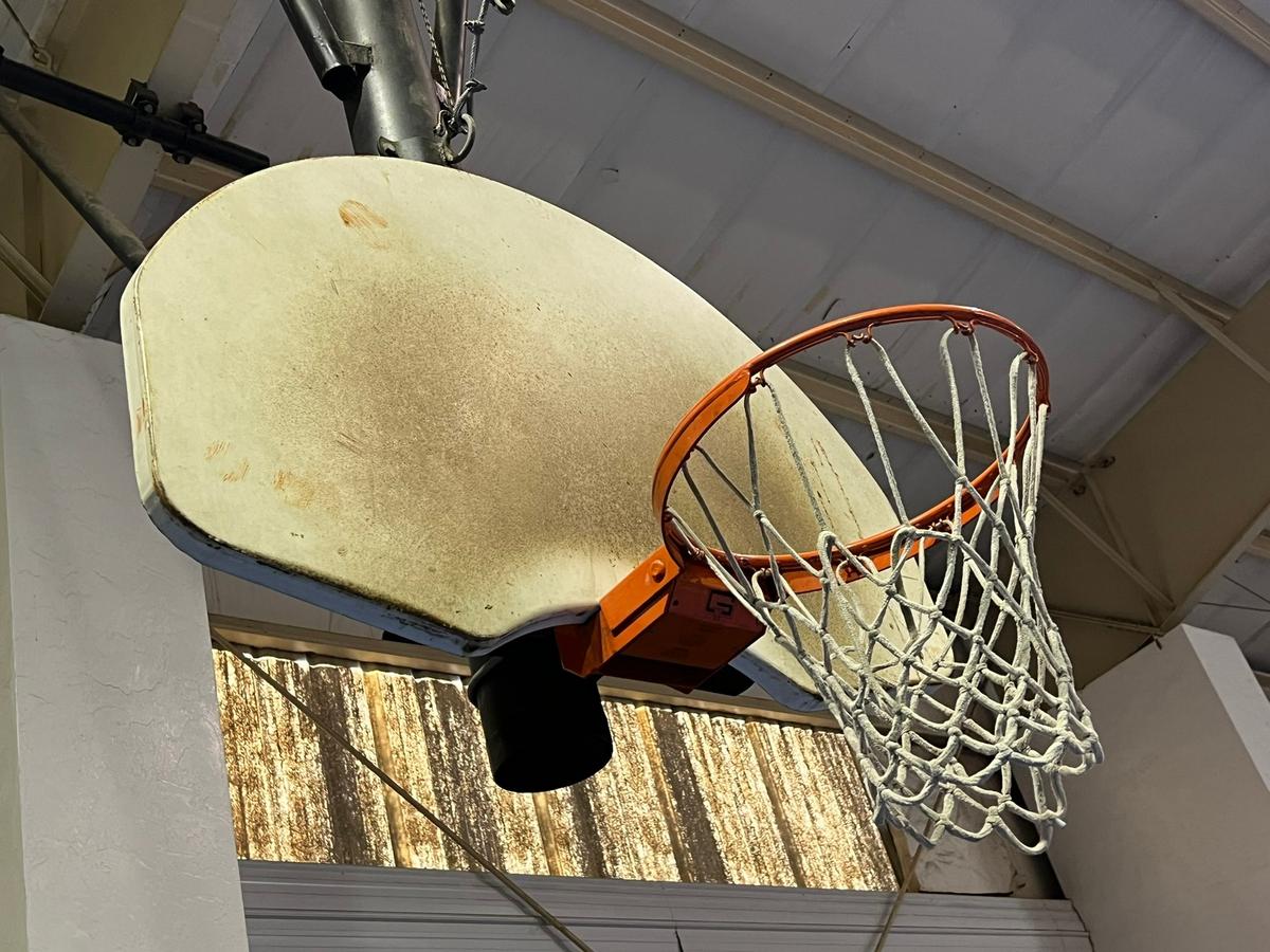 GYMNASIUM BASKETBALL HOOPS WITH HOISTS  (LOCATED DAVIE, FL)