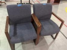 CLIENT CHAIRS - WOOD/BLUE CUSHION (LOCATED DAVIE, FL)