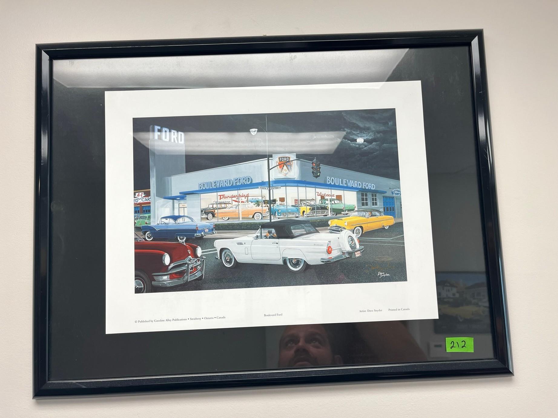 (SIGNED) "BOULEVARD FORD" BY DAVE SNYDER FRAMED PRINT - GASOLINE ALLEY PUBL