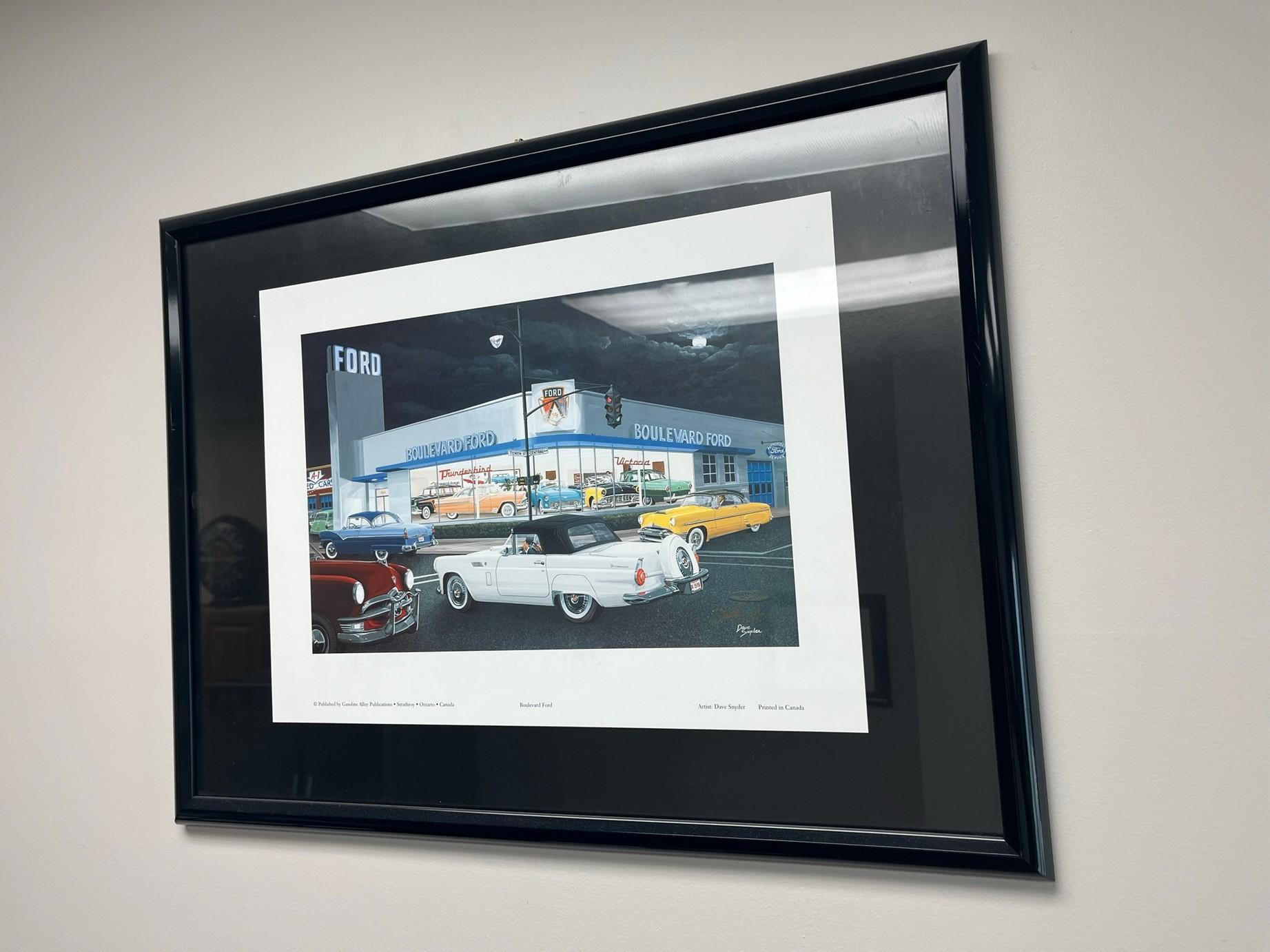 (SIGNED) "BOULEVARD FORD" BY DAVE SNYDER FRAMED PRINT - GASOLINE ALLEY PUBL