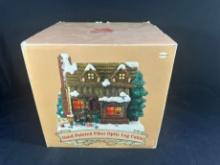 HAND PAINTED FIBER OPTIC LOG CABIN - IN BOX