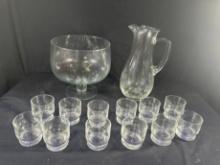 PCS - PRINCESS HOUSE INC PUNCH BOWL, PITCHER & 12 STACKING GLASSES