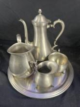 PCS - PEWTER TEA POT, PITCHER, CREAMER, ETC (INTERNATIONAL PEWTER, REED & B