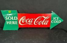 VINTAGE COCA-COLA SIGN "SOLD HERE" "ICE COLD"