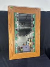 VINTAGE MIRROR - GREEN GLASS FRAME
