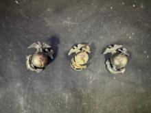 (2) US MARINE CORP EMPLEMS (1) PIN (STERLING) - (FROM CLIENTS FATHER, WWII