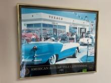 AMERICAN AUTOMOBILE CENTENNIAL - 1996 FRAMED POSTER - TEXACO / OLDSMOBILE