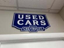 METAL SIGN - "USED CARS" CHEVROLET