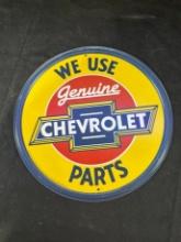 VINTAGE METAL GENUINE CHEVROLET SIGN "WE USE PARTS"