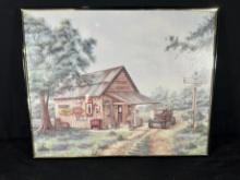 OLD TIME "MIKES GARAGE" PRINT - FRAMED