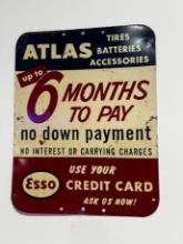 VINTAGE SIGN - ATLAS "TIRES BATTERIES ACCESSORIES" - ESSO